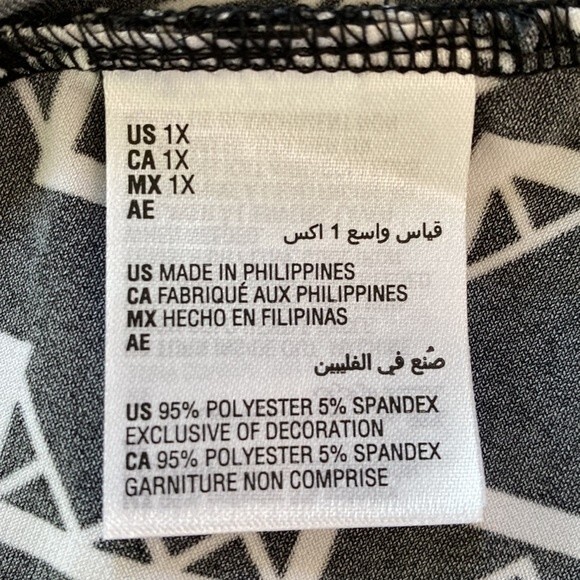 JM Collection Geo Print 3/4 Sleeve Scoop Neck Tunic Top Asymmetrical Sheer Hem - Picture 8 of 14